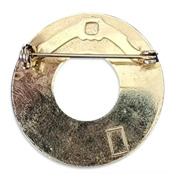 Vintage Mid-Century Circle Textured Brooch Pin - Picture 3 of 3